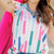 Color Block Stripes Cinched Blouse