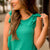 Puffed Flutter Trim Blouse