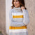 Tri Color Striped Cowl Neck Sweater