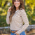 Ribbed Stripes Brown Long Sleeve Top