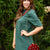 Bold Textured Sage 3/4 Sleeve Dress
