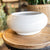 Raised Lines White Ceramic Bowl