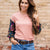 Classic Floral Sleeve Solid Body Blouse
