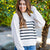 Striped Bottom Mock Neck Sweater