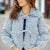 Quilted Chambray Tie Front Jacket