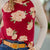 Oatmeal Striped Sleeve Burgundy Baseball Tee