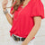 Textured Puff Sleeve V Blouse