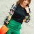 Bold Blooms Sleeve Solid Body Blouse