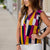 Color Blocked Flutter Trim Blouse