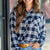 Plaid Pocket Accented Button Up Blouse