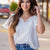 Pom Trim Flutter Sleeve Blouse