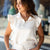 Raised Woven Quarter Zip Ruffle Tank