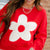 Stitched Trim Flower Sweater