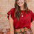 Short Sleeve Flutter Blouse