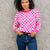 Checkered Ribbed Trim Sweater
