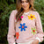 Crocheted Floral Striped Sweatshirt
