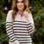 Striped Bottom Quarter Zip Pullover Sweatshirt