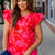 Floral Ruched Ruffle Trim Blouse