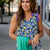 Vibrant Daisies Ruffle Trim Tank