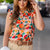 Painted Floral Cinched Trim Tank