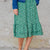Brush Stroked Double Ruffle Bottom Midi Skirt
