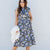 Speckled Floral Ruffle Midi Dress