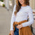 Classic Striped Side Slit Long Sleeve Tee