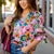 Watercolor Floral Tie Sleeve Blouse