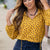 Splotched Cinched Trim Tie Blouse
