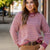 Scalloped Stripes Solid Trim Sweater