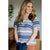 Multi Striped Off the Shoulder Blouse - Navy