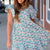 Sketched Floral Ruffle Accented Dress