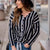 Button Up Vertical Stripe Tie Bottom Blouse