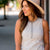Ribbed Striped Button Accent Tank