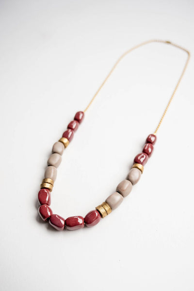 Bel Koz Mixed Elongated Clay Bead Necklace
