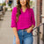 Textured Dot 3/4 Sleeve V Blouse